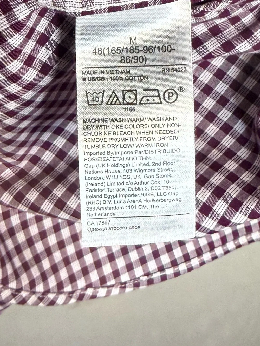 Banana Republic Purple & White Gingham Men's Dress Shirt